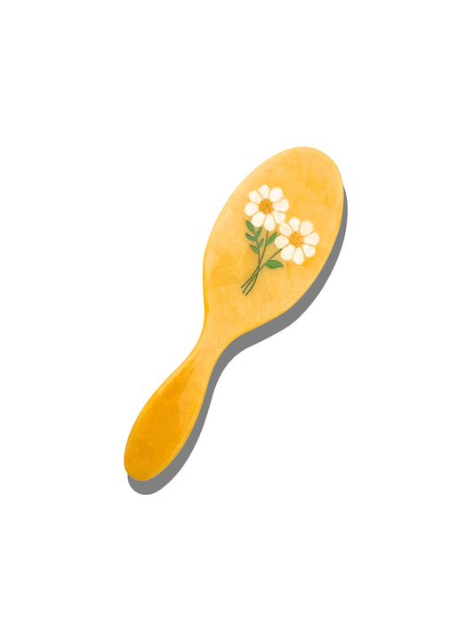 Hand-Painted Vintage Daisy Stem Hair Brush