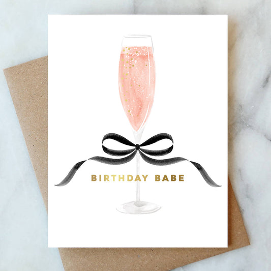 Bow Birthday Babe Greeting Card - Abigail Jayne Design