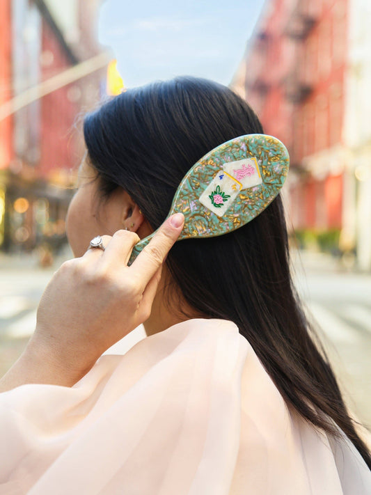 Flower Mahjong Hair Brush