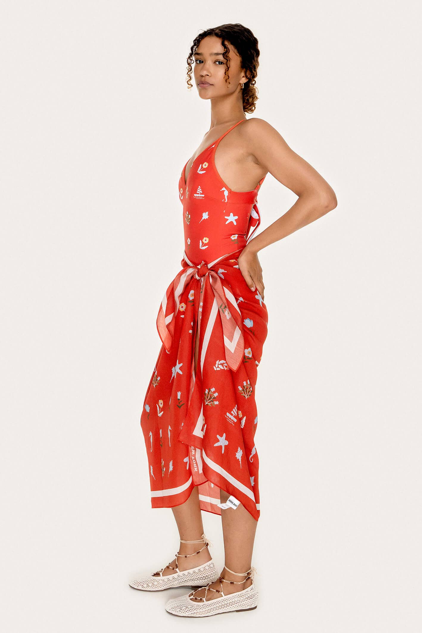 Beach Sarong Wrap - Red Tides
