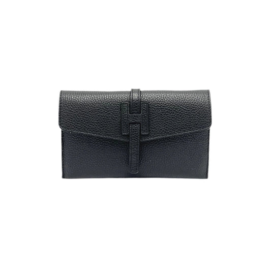 Genuine Leather Mini Clutch Bag - Made in Italy - Black