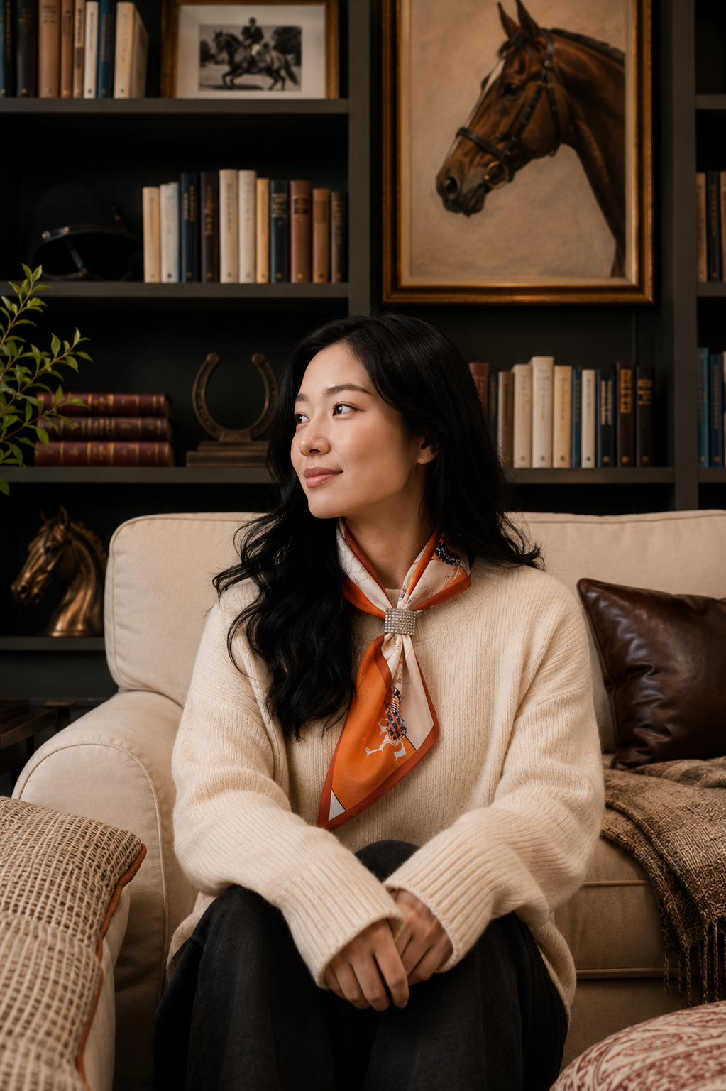 Orange Fox Hunt Gem Loop Scarf