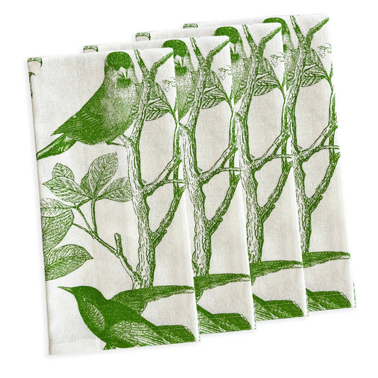 Arbor Birds Green Dinner Napkins, Set of 4