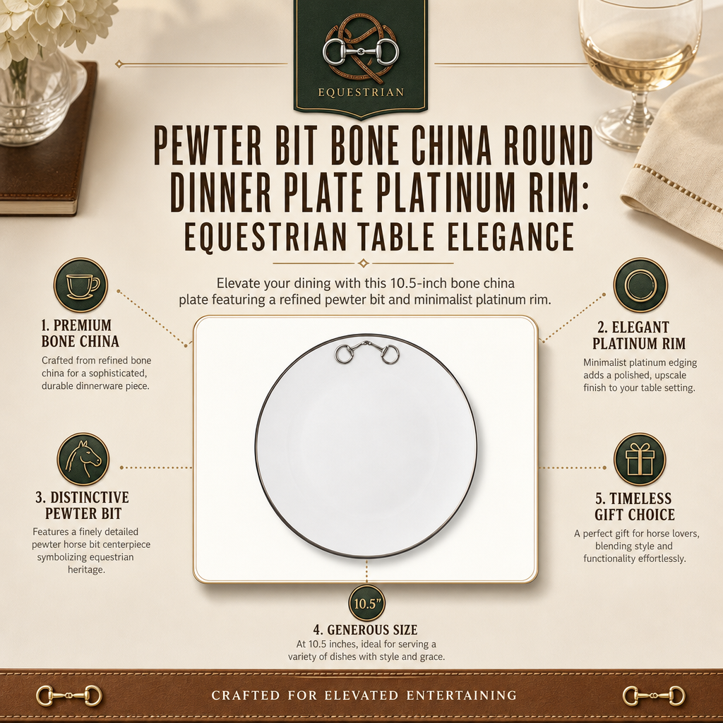Pewter Bit Bone China Round Dinner Plate Platinum Rim