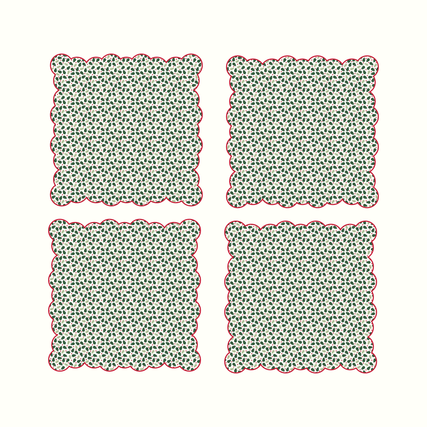 Holly Linen Cocktail Napkins - Set of 4