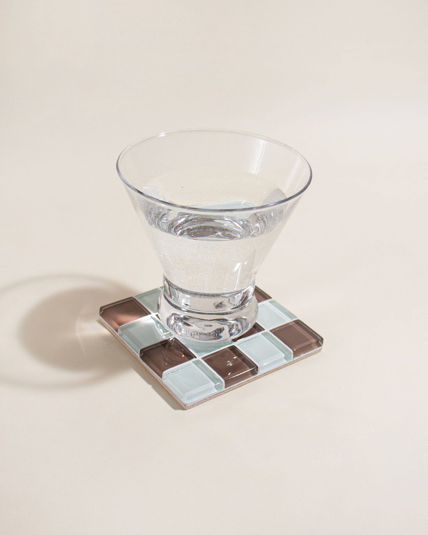 Glass Tile Coaster Checkered - Classic Milk Chocolate - Subtle Art Studios