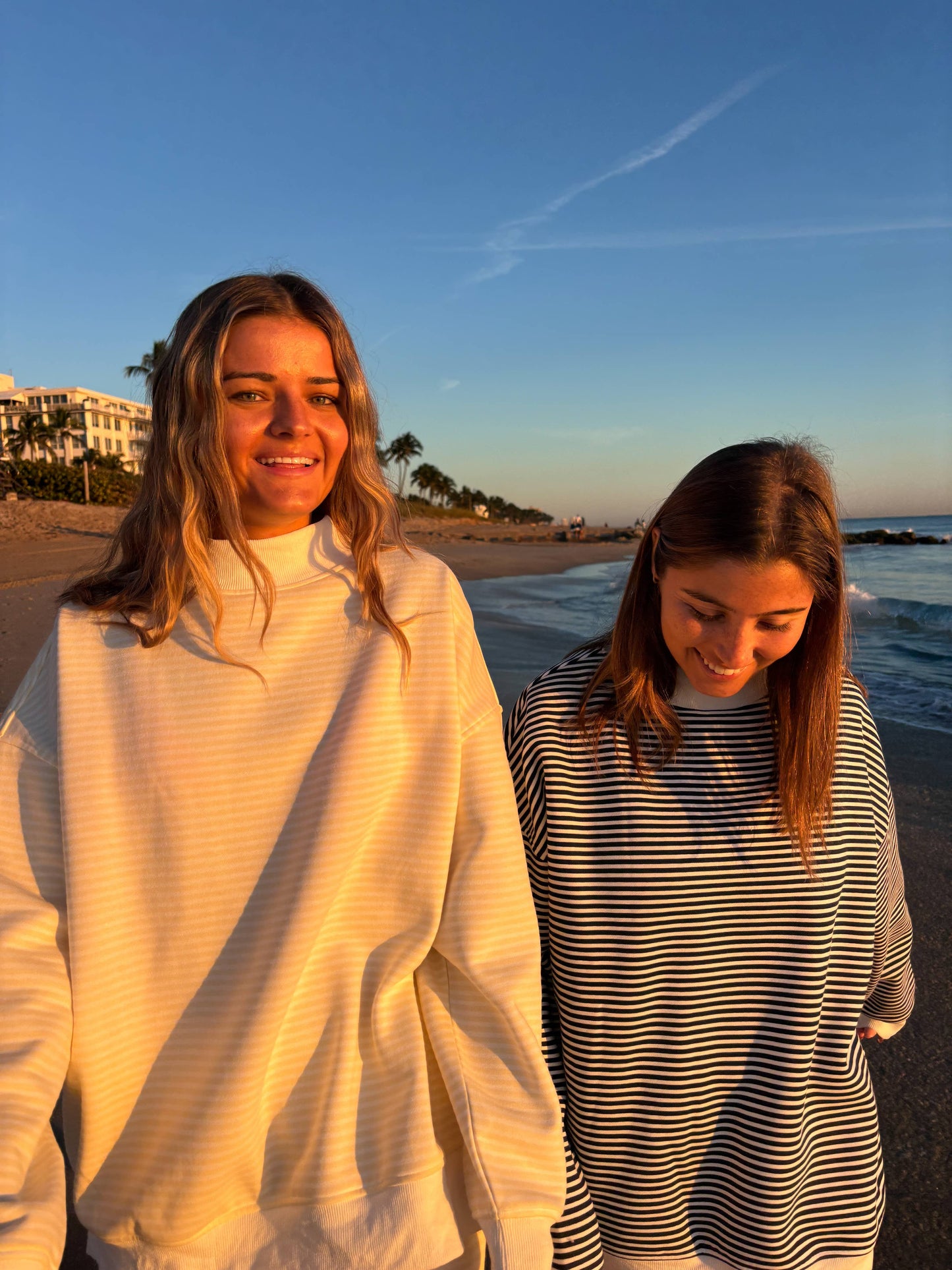 Navy and White Stripe Mockneck Sweatshirt