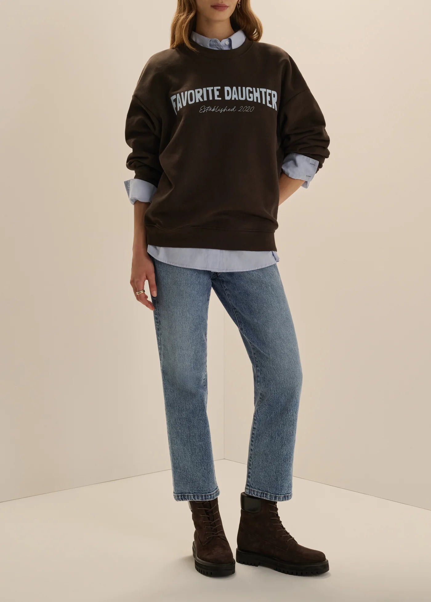 The Favorite Keepsake Sweatshirt - Espresso/Blue
