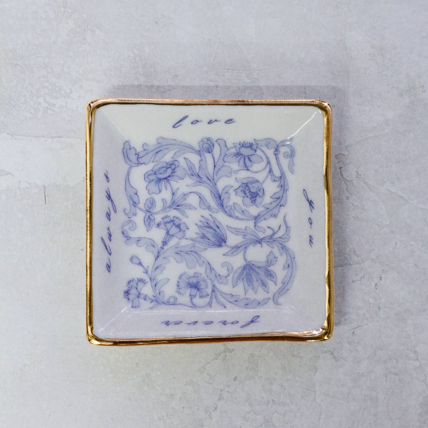 Love You Trinket Dish - Handmade Ceramic Ring Dish w/ 22k
