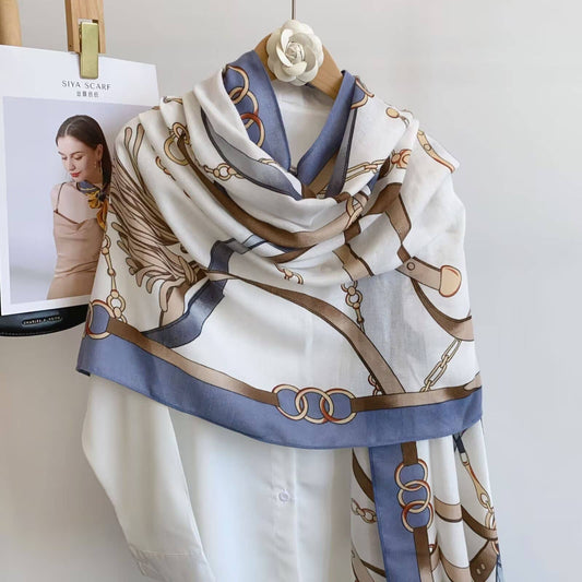 Equestrian Blue + White Scarf – Equine Chain Collection