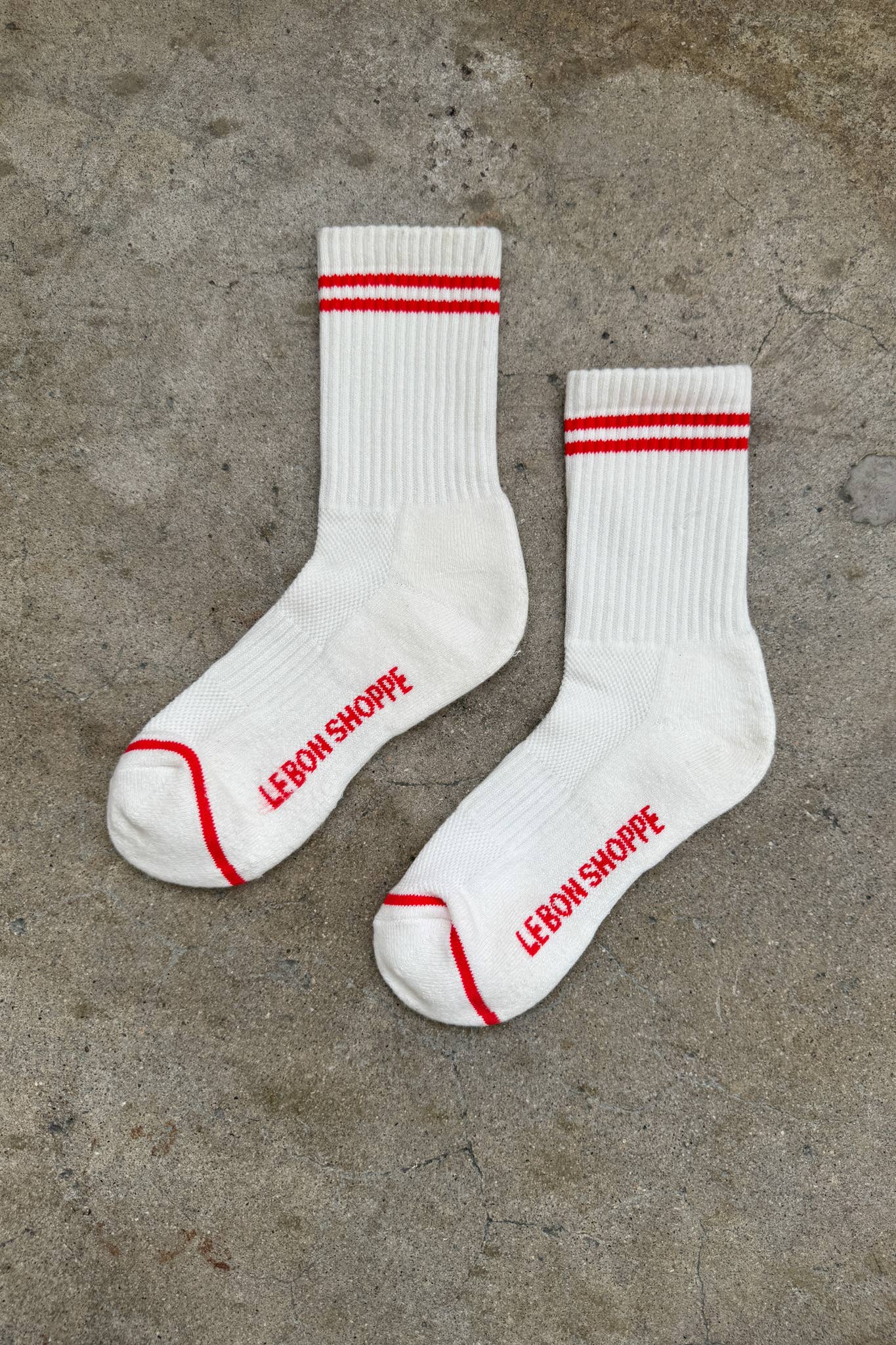 Boyfriend Socks - White with Red