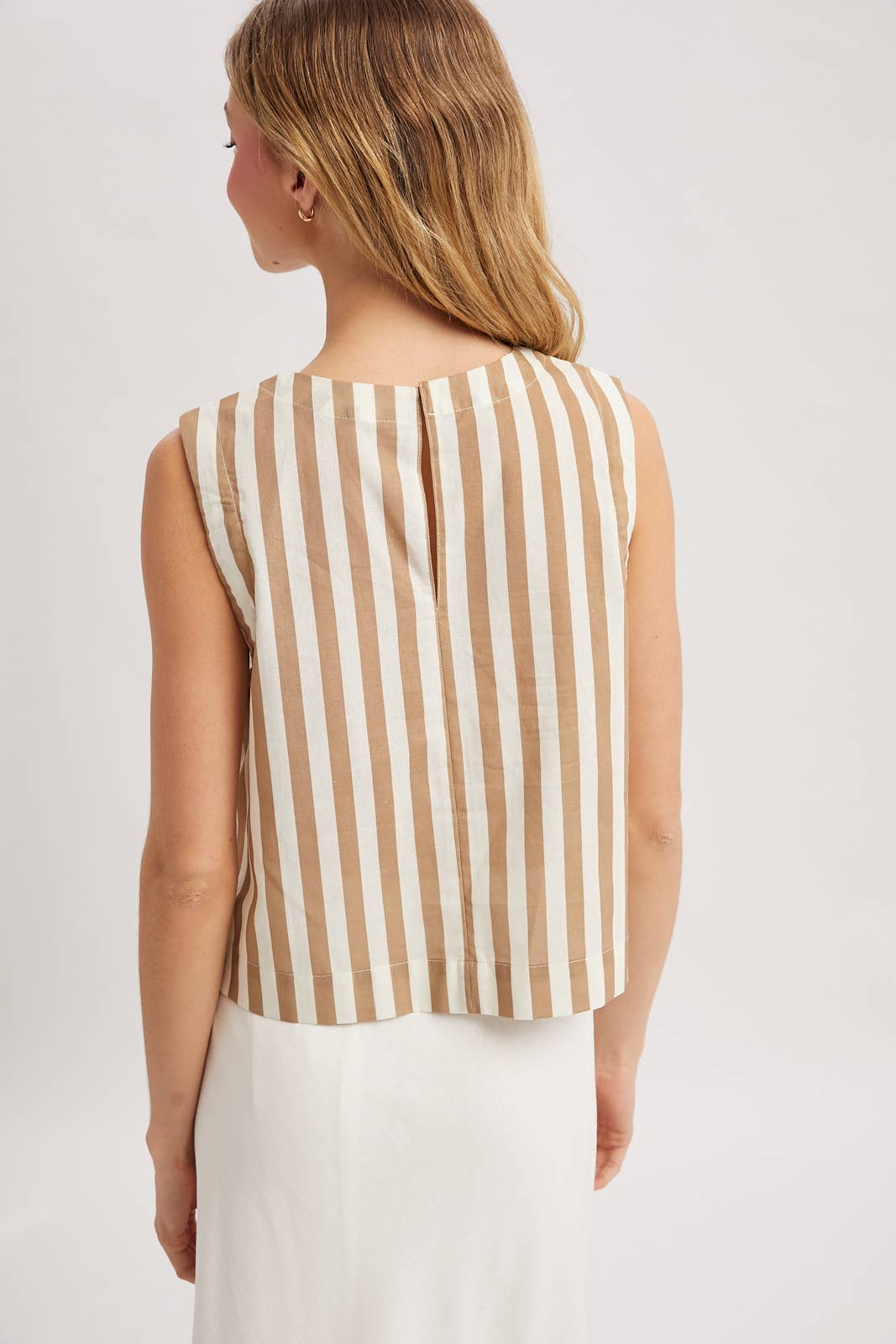 Striped Tank Top - Tan/White