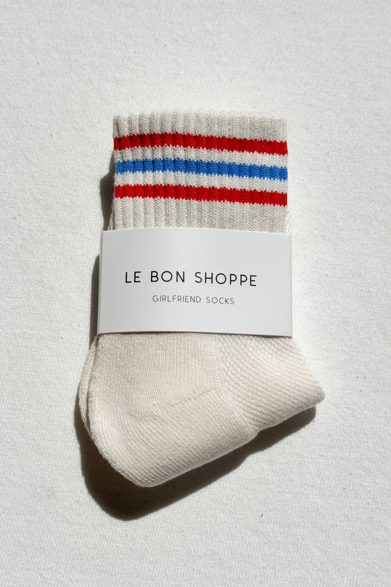 Girlfriend Socks - White with Red + Blue