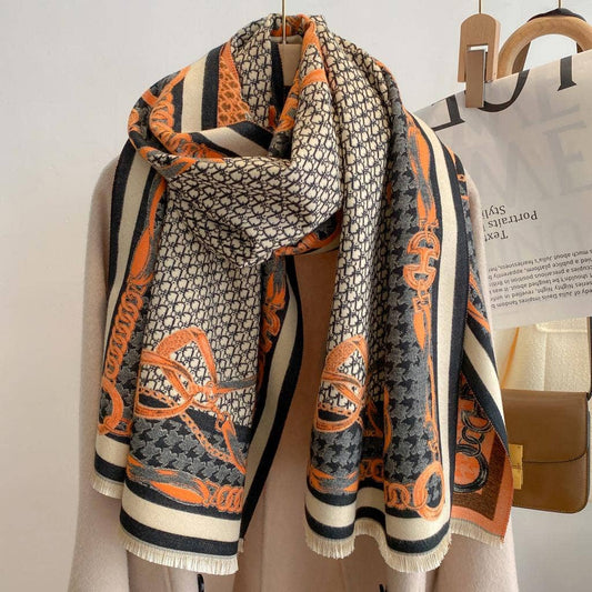 Equestrian Orange + Black Stirrup Reversible Wrap
