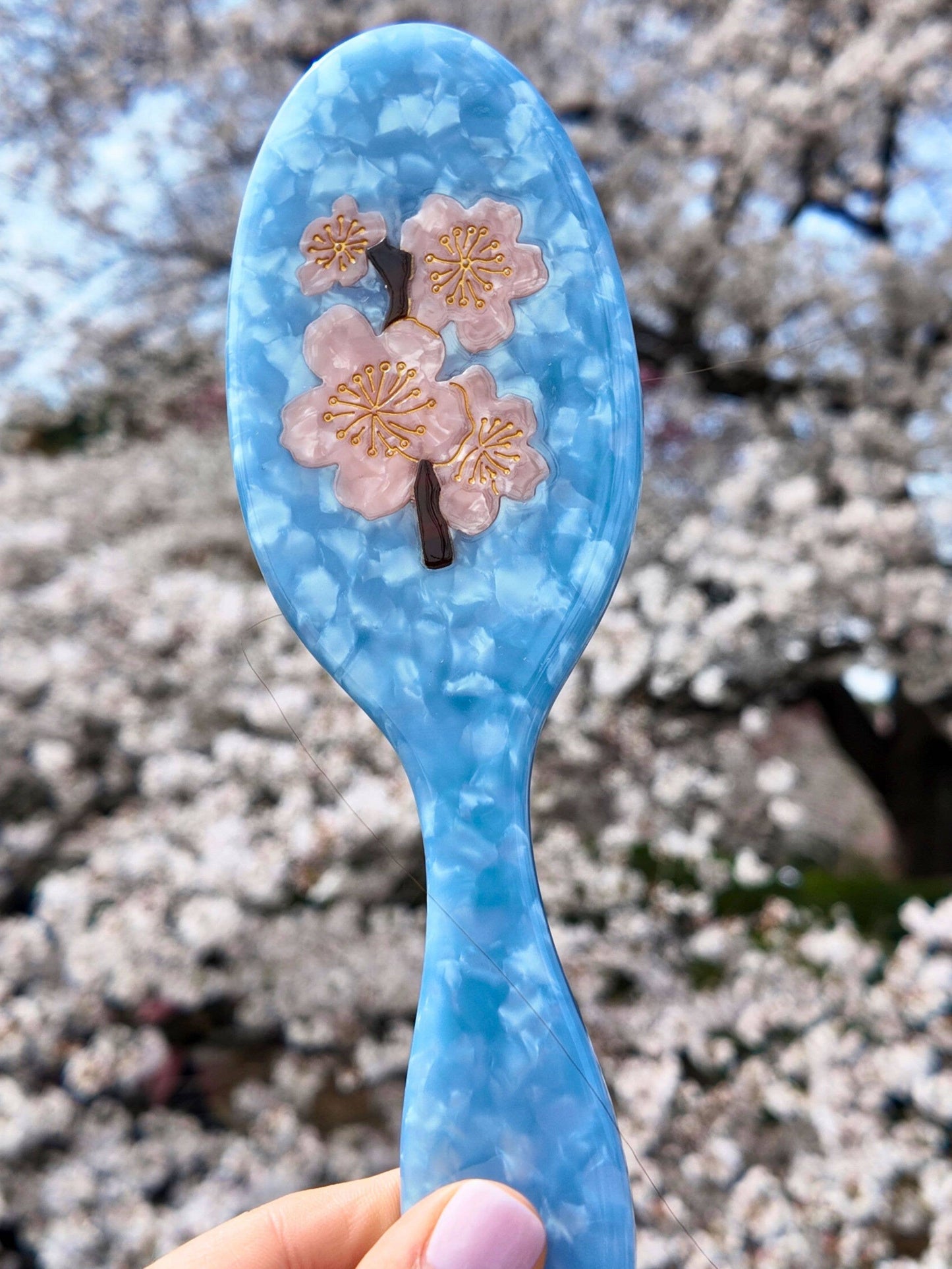 Hand-painted Cherry Blossom Amazing Hair Day Brush - Solar Eclipse