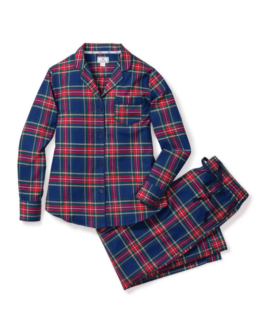 Women's Brushed Twill Pajama Set in Windsor Tartan - Petite Plume