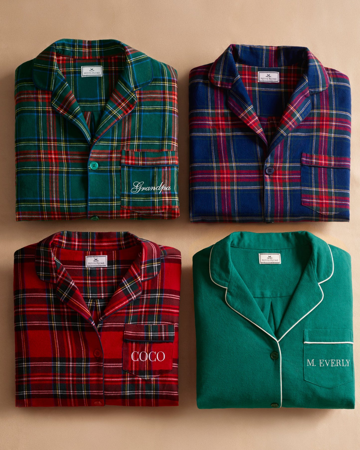 Women's Brushed Twill Pajama Set in Windsor Tartan - Petite Plume