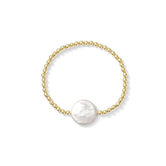 Stretchy Large Coin Pearl Bracelet - GOLD FILL OR SILVER - Kaylie Dawn