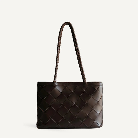 Ella Bag Grande Weave Leather - Brown - Bembien