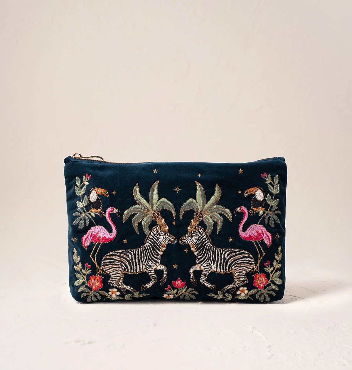 Wild Zebra Palm Navy Everyday Pouch - Elizabeth Scarlett