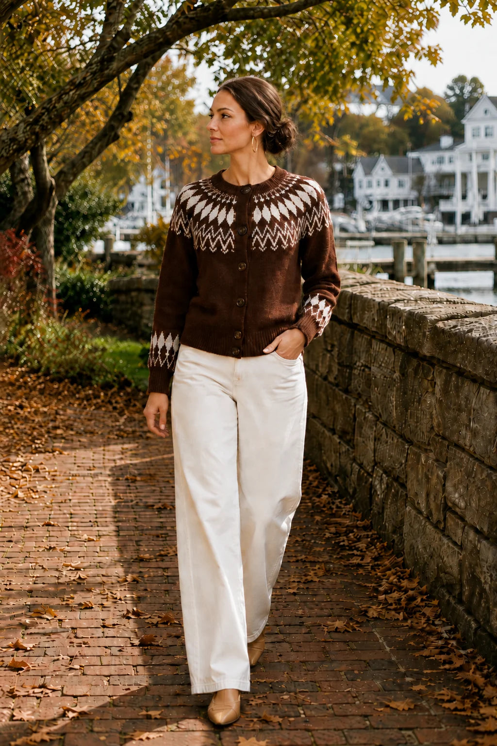 The Willa Fair Isle Cardigan - Cocoa Combo - Burgess Collection