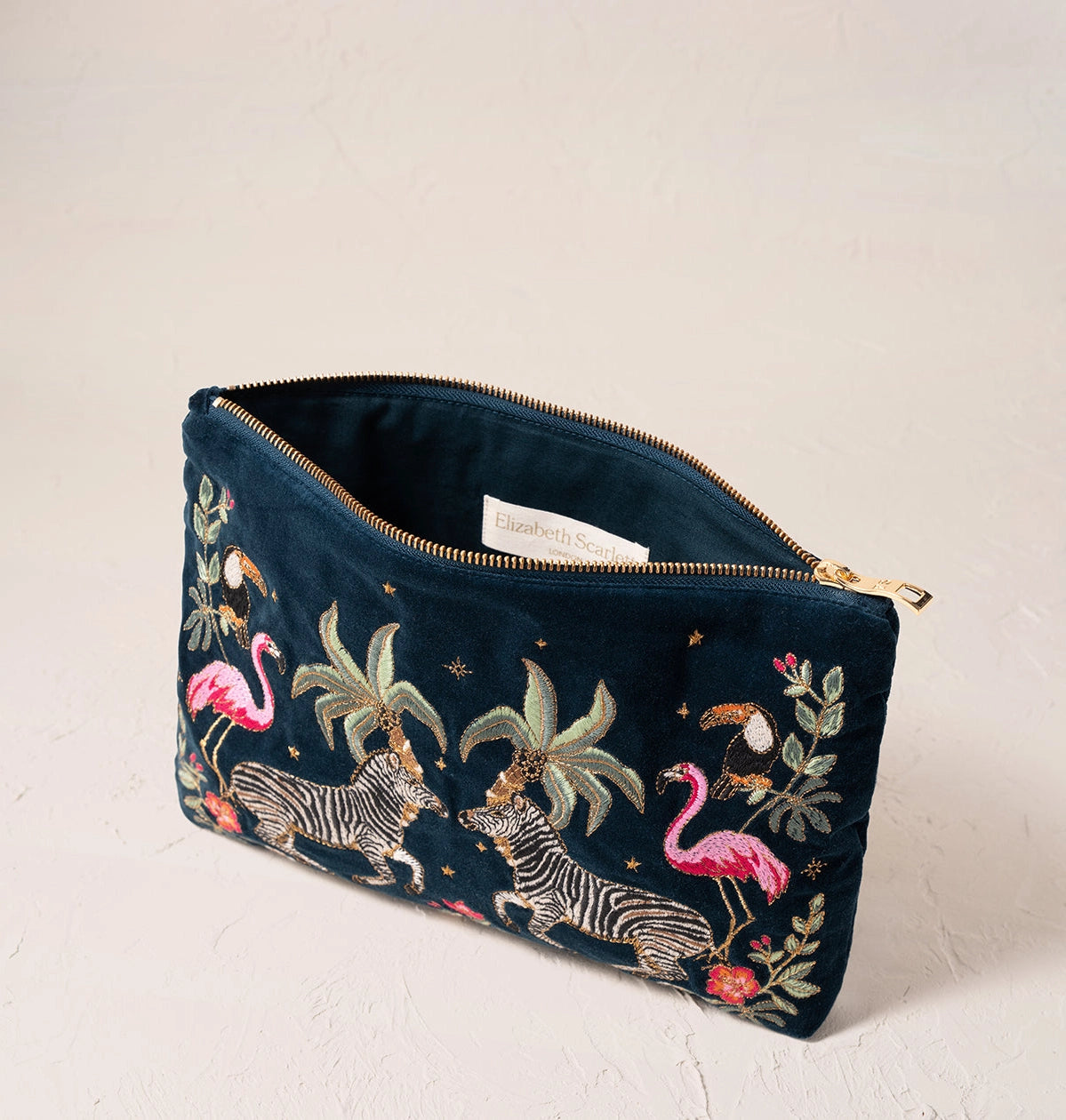 Wild Zebra Palm Navy Everyday Pouch - Elizabeth Scarlett