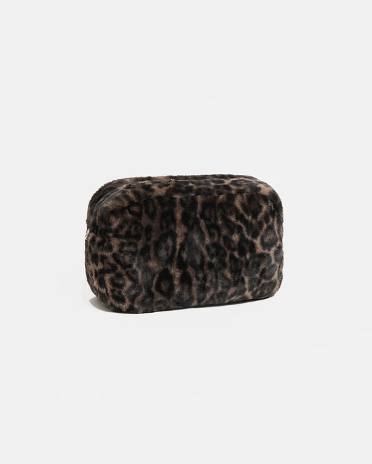 Jumbo Noor Faux Fur Pouchette - Dark Leopard - Apparis