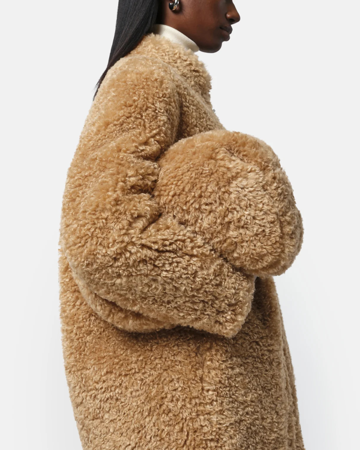 Jumbo Noor Faux Fur Pouchette - Camel Bouclette - Apparis