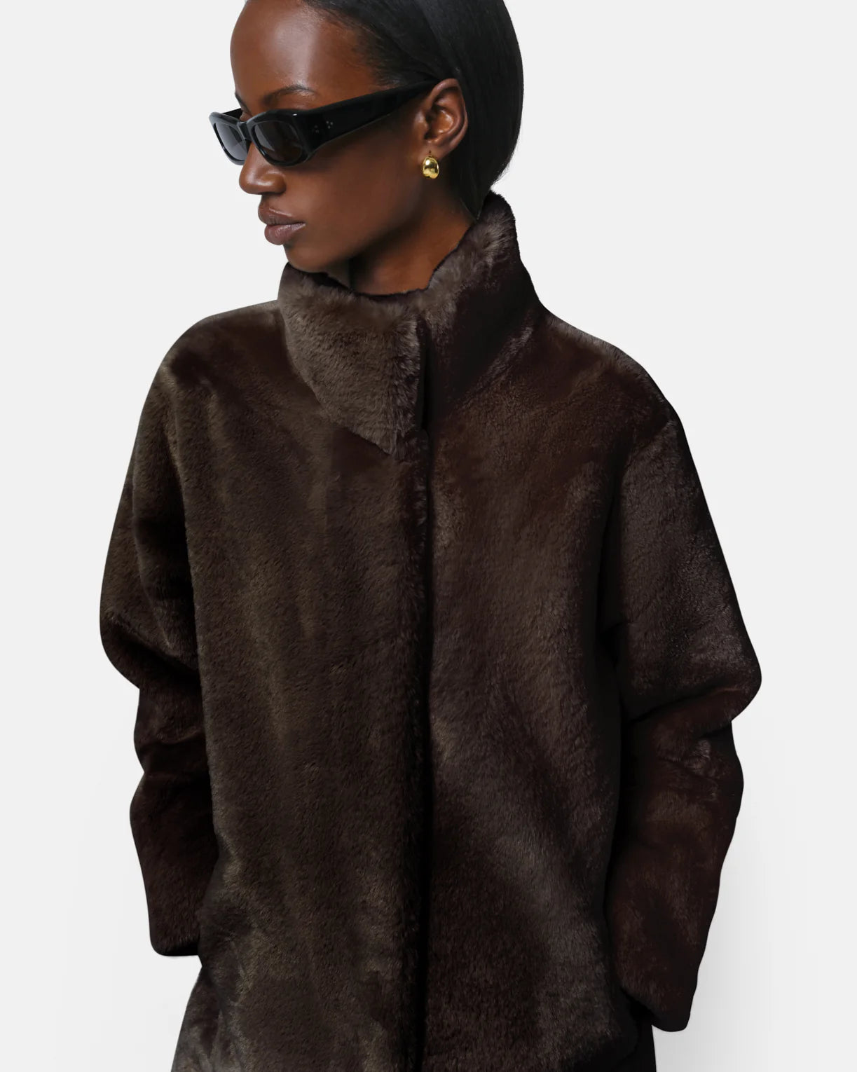 Blair Faux Fur Coat - Espresso - Apparis