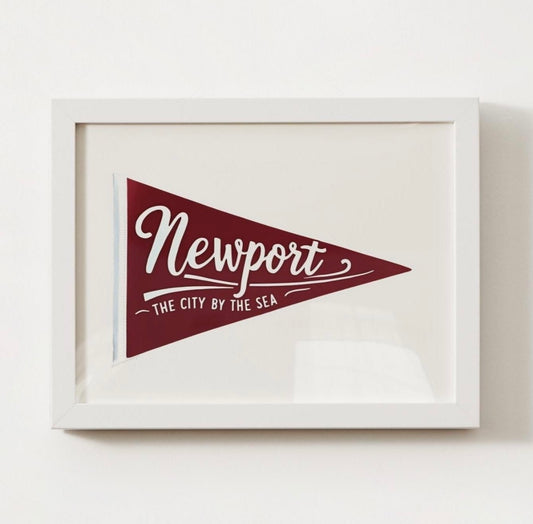 Newport Pennant City by the Sea Print - Red - Coastal Ave Design