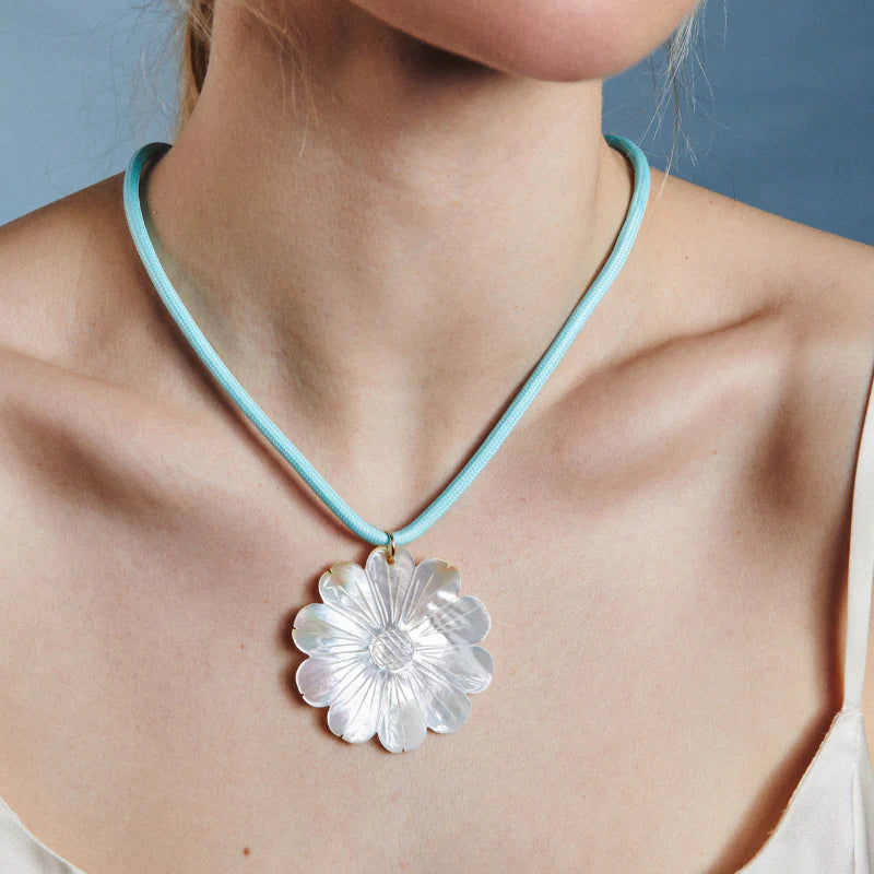 Mother of Pearl Daisy Cord Necklace - Hart Jewelry
