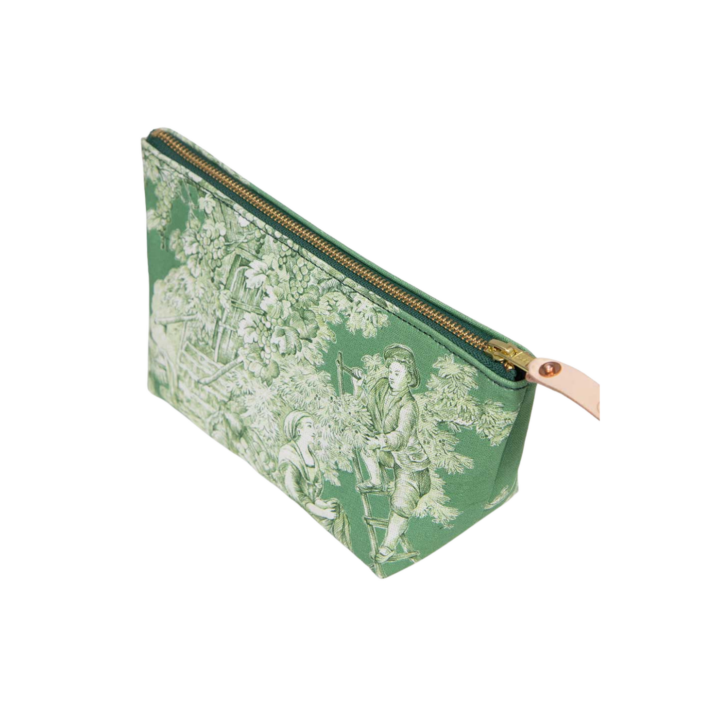 Vintage Emerald Toile Travel Clutch