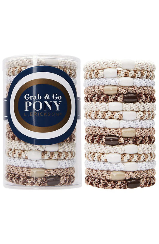 Grab & Go Pony Tube Hair Ties - White Chocolate