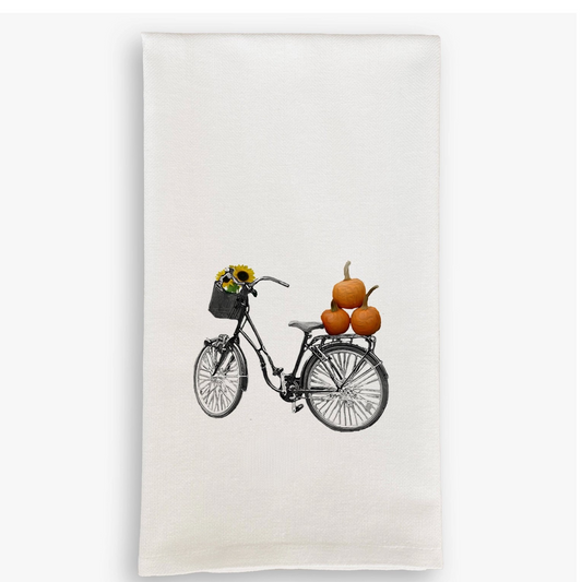 Fall Bicycle Linen Tea Towel - French Graffiti