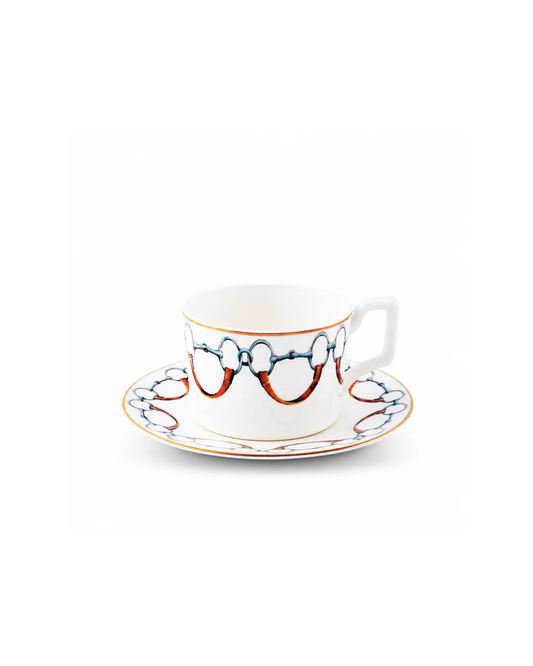 Wellington Bit Pattern Bone China Cup and Saucer