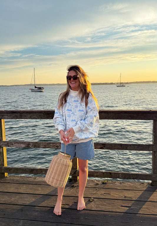 Newport Toile Sweatshirt - MarleyArted x Little Chateau