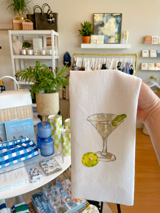 Pickleball Martini Tea Towel - French Graffiti