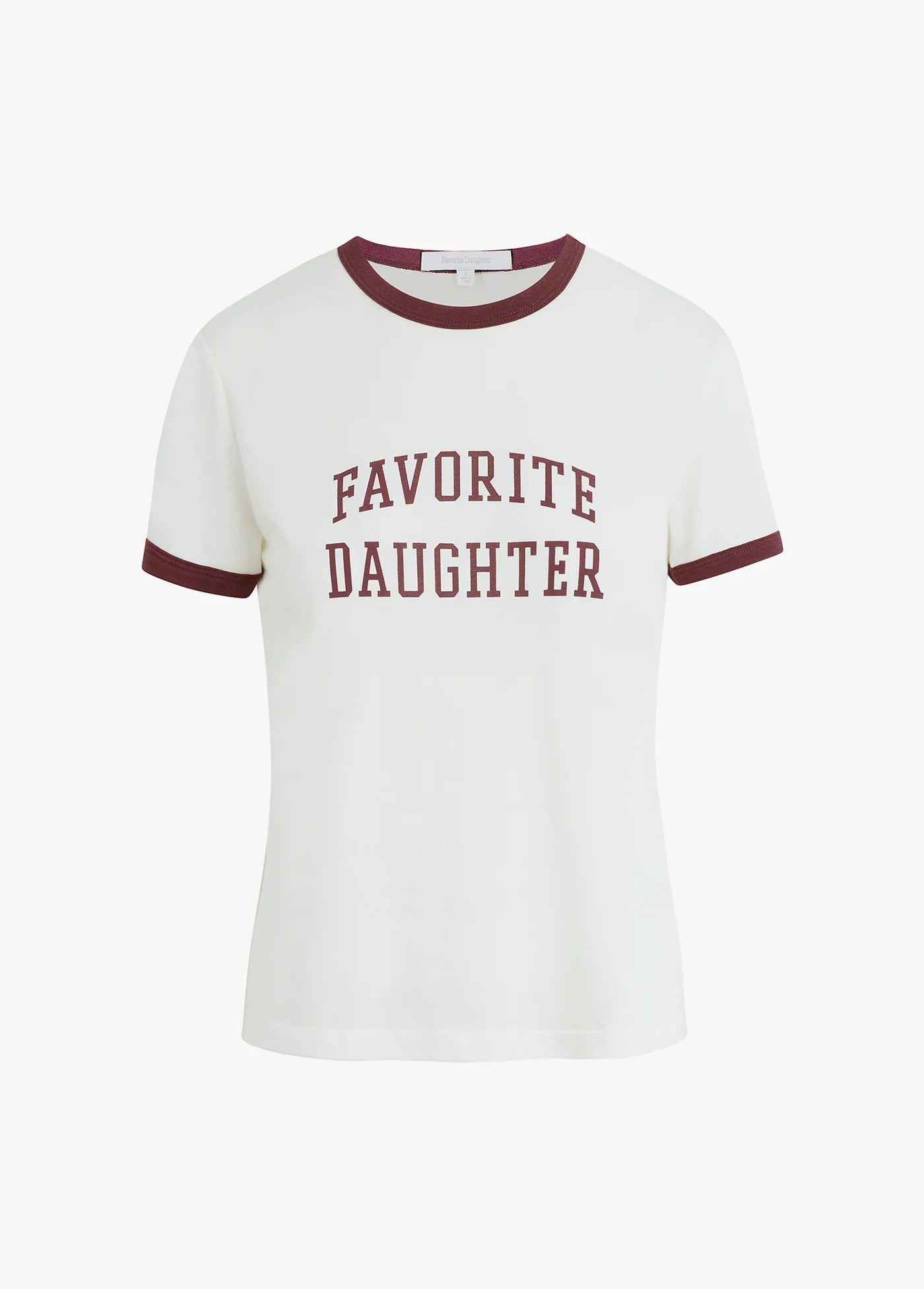 Collegiate Ringer Tee White/Burgundy - Favorite Daughter