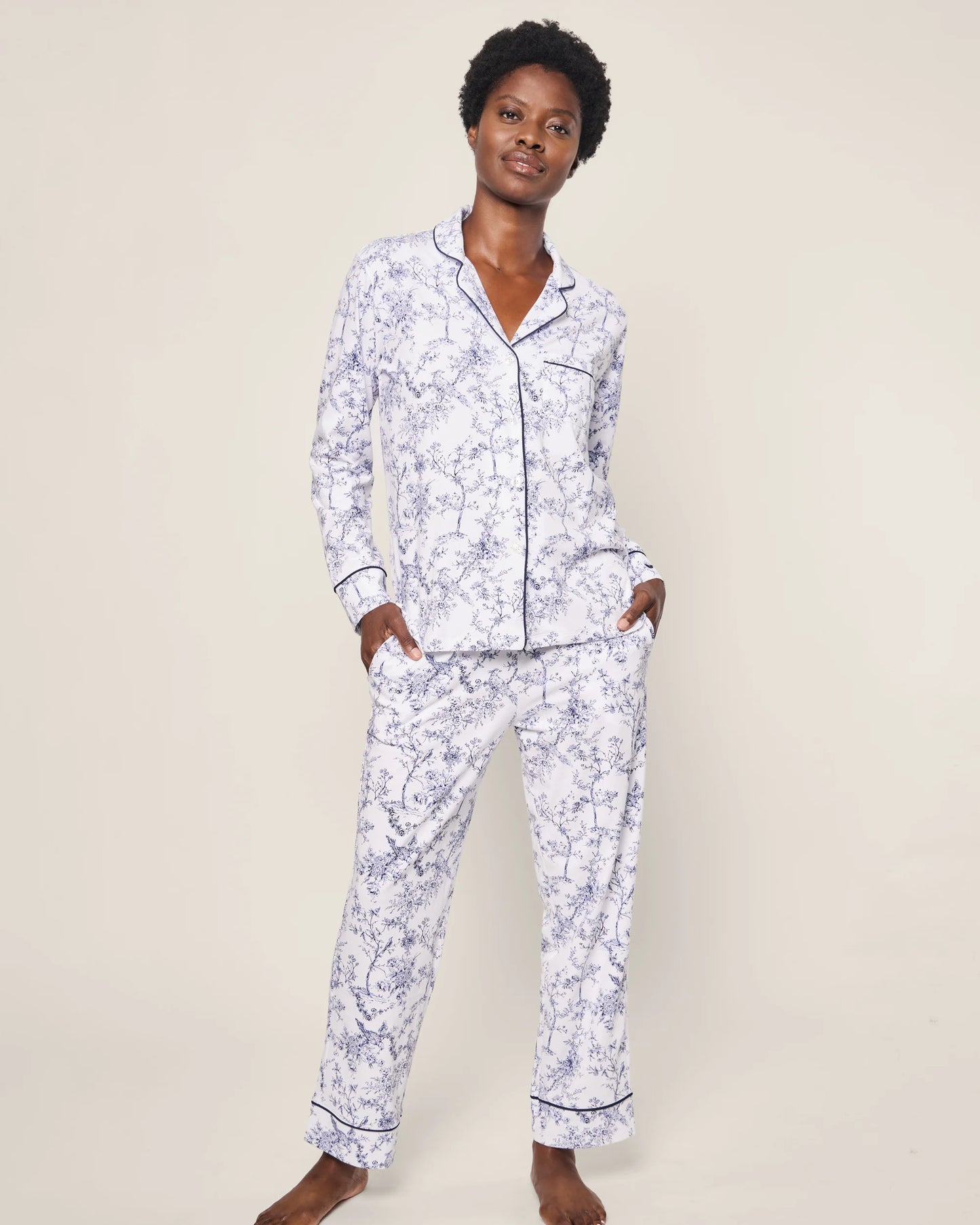 Women's Pima Pajama Set in Timeless Toile- Petite Plume