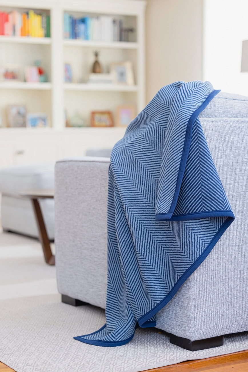 Harborview Herringbone Navy Blanket - Chappywrap