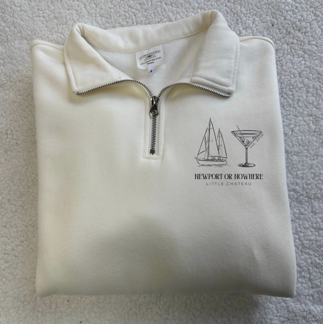 PREORDER ONLY: Newport or Nowhere Martini Sailboat Quarter Zip Crew