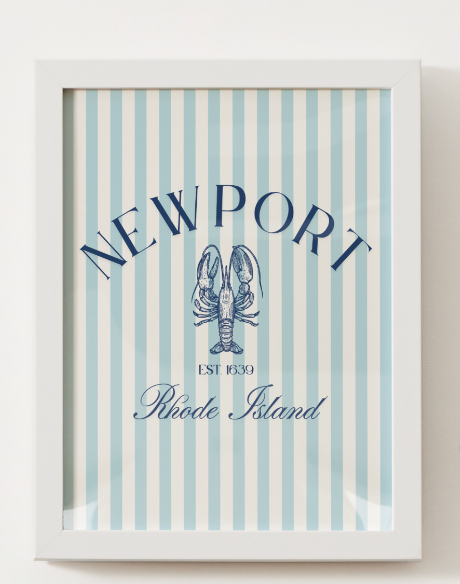 Striped Newport Lobster Print - Coastal Ave Design