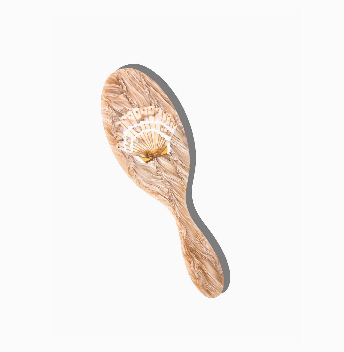 Hand-Painted Seashell Hair Brush- Solar Eclipse