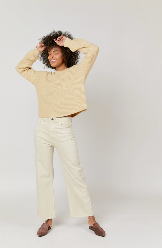 Aberdeen Ankle Crop High Rise Jean - Ecru - Oliver Logan