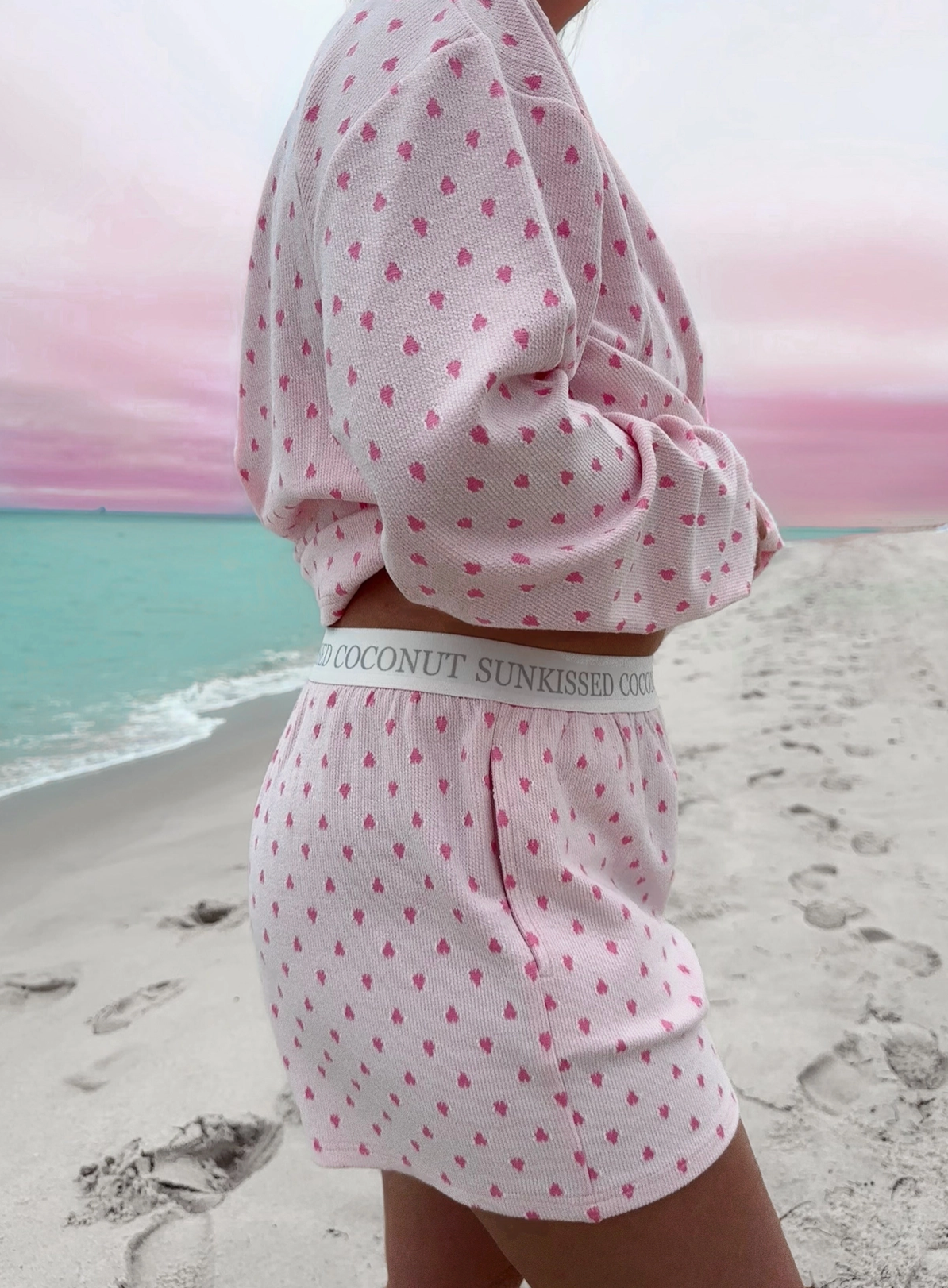 Heart Pajama Shorts - Sunkissed Coconut