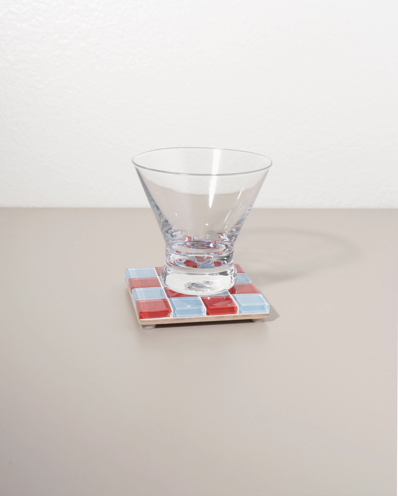 Glass Tile Coaster - Blue + Red - Subtle Art Studios