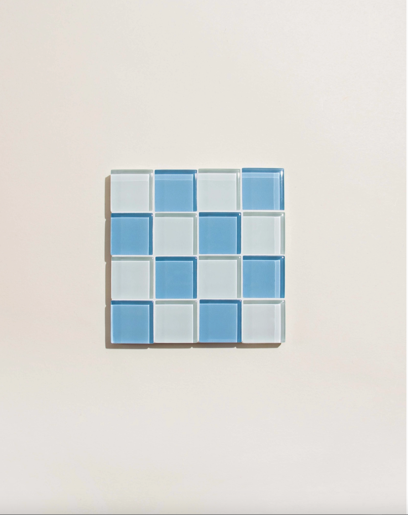 Glass Tile Coaster - Blue + White - Subtle Art Studios