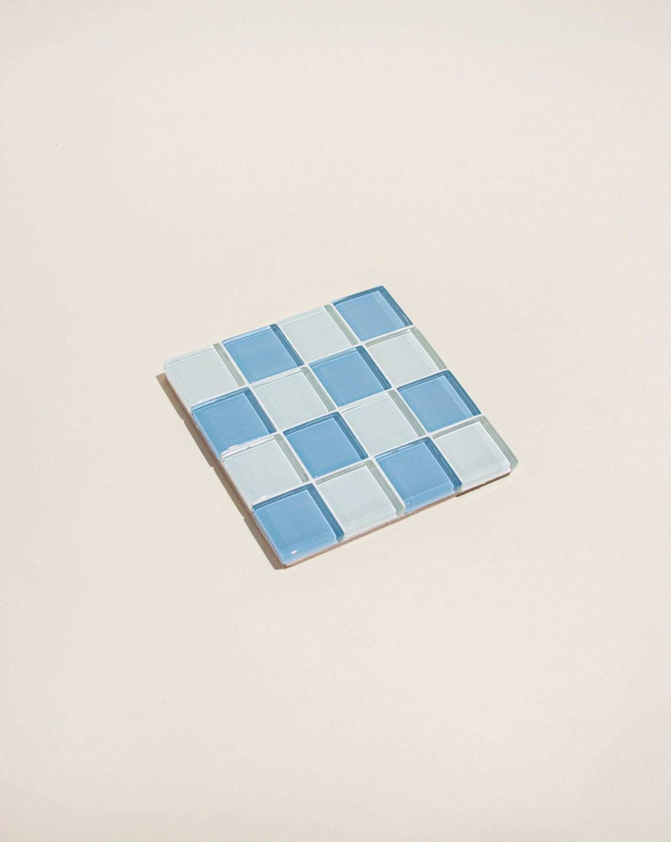 Glass Tile Coaster - Blue + White - Subtle Art Studios