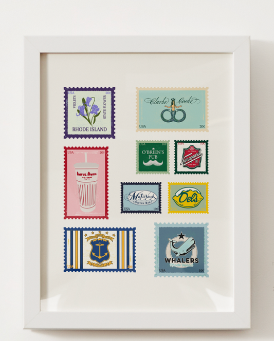 RI Postage Stamp Print - Coastal Ave Design
