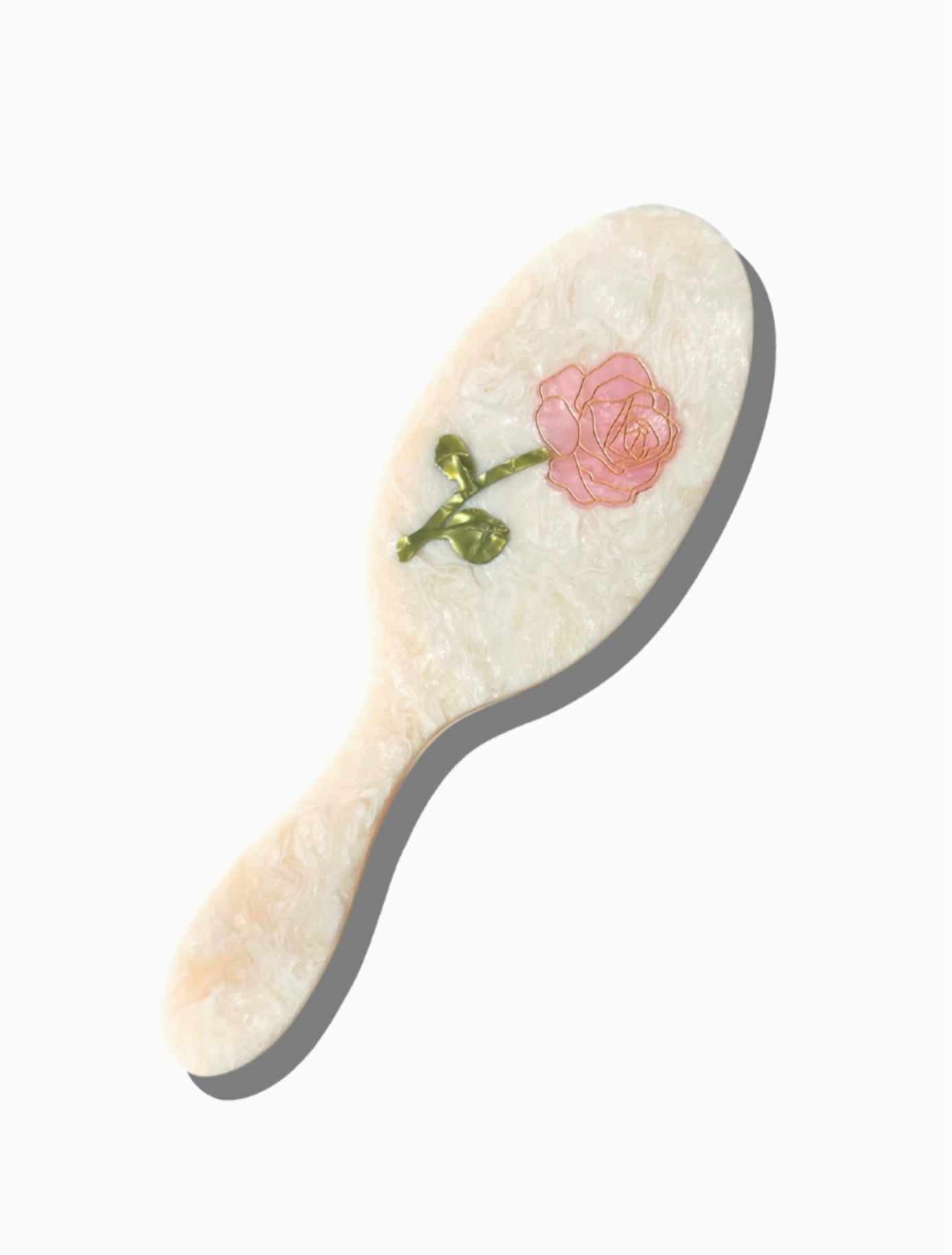 Hand-Painted Spring Rose Hair Brush